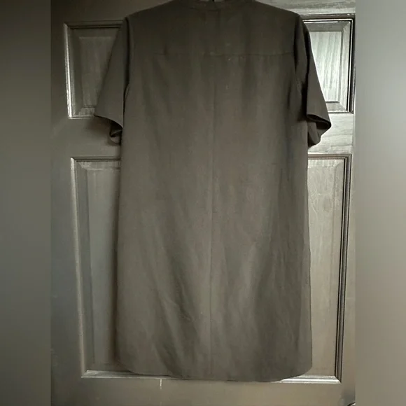 Ann Taylor Loft Size 4 Black Short Sleeve Shirtdress Lightweight with Pockets - Picture 2 of 9